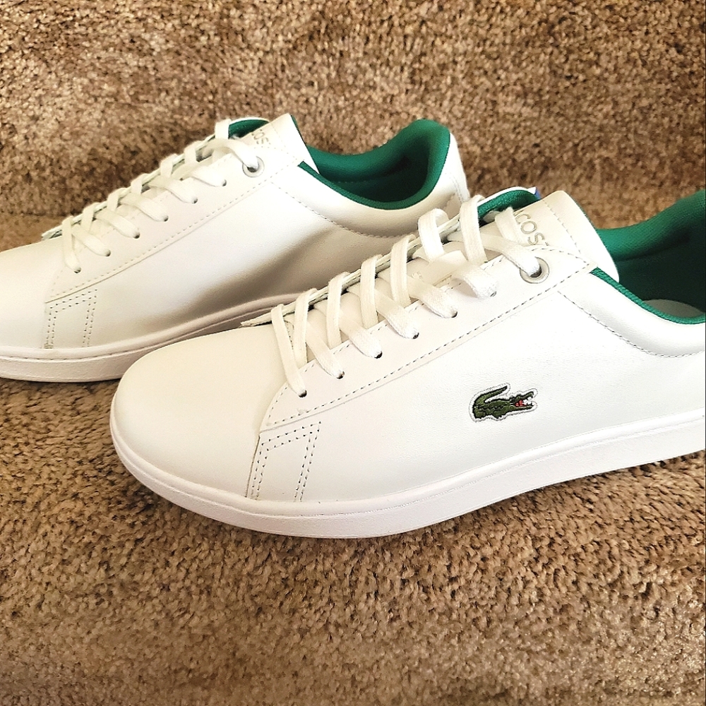 Men's Lacoste white leather sneakers